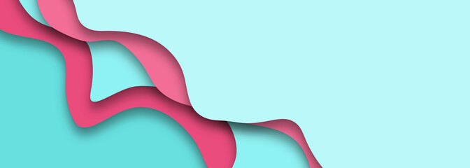modern pastel blue and pink 3d banner background with empty space