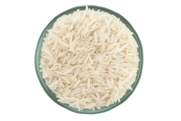 raw rice in a plate isolated