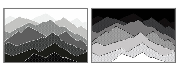Set of mountain illustration. Abstract mountain illustration. Hand drawn image of a mountain. Minimalistic mountain illustration. Black and white illustration. Modern art 