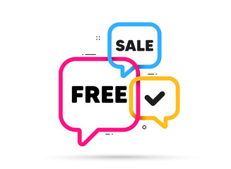 Free tag. Ribbon bubble chat banner. Discount offer coupon. Special offer sign. Sale promotion symbol. Free adhesive tag. Promo banner. Vector