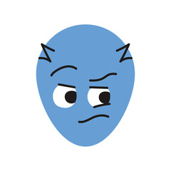 Oval blue character color line icon. Mascot of emotions.