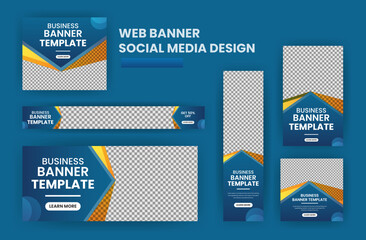 Web banner design template Set, Horizontal web banner. Modern Gradient  cover header background for website design, Social Media Cover ads banner, invitation card design template