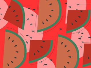 art illustration background pattern seamless icon symbol logo wallpaper of watermelon fruits sliced