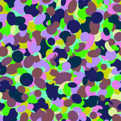 Abstract geometric layered seamless pattern with multicolored ovals of different sizes