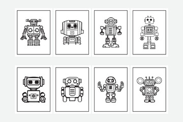 Cute robot coloring pages