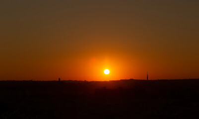 Colorful Cityscape sunset in Seville, Spain