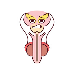 Man reproductive system color line icon. Mascot of emotions.