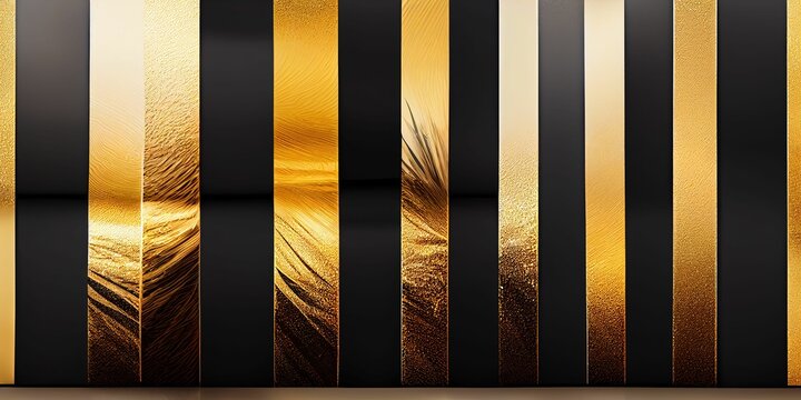 Abstract Gold strip texture background with lighting and black background