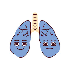 Naklejka premium Human organ lungs color line icon. Mascot of emotions.