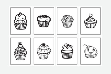 Cupcake coloring pages easy