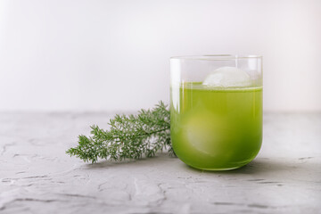 iced green tea on light background