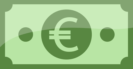 Euro currency symbol banknote icon.