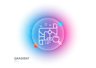 Search map line icon. Gradient blur button with glassmorphism. Find location address sign. Transparent glass design. Search map line icon. Vector