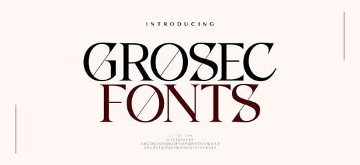 Elegant alphabet letters font. Classic Modern Serif Lettering Minimal Fashion Logo Designs. Typography decoration fonts for branding, wedding, invitations, logos. vector illustration