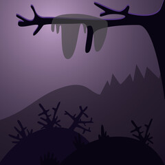 Mystical background for Halloween in cartoon style. Scene for design.