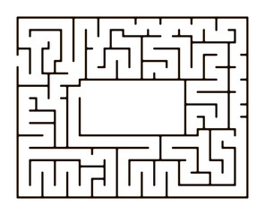 Simple line maze or labyrinth with empty space in the center on a white background. Vector illustration. Education logic game for kids. Brain trainer. Find the way and right solution for exit.