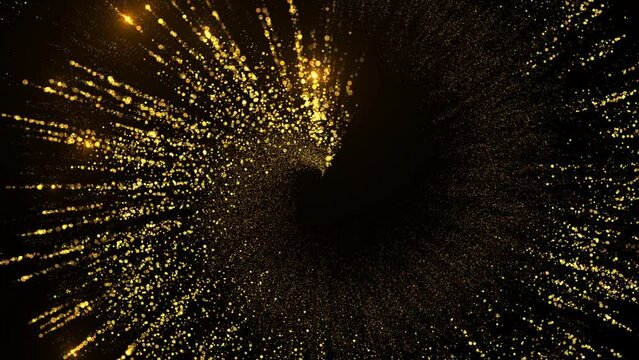 Beautiful 3d render of gold glow particles.  Loopable rich animation.
