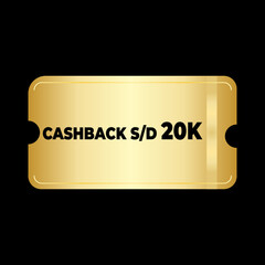 Golden ticket cashback 20k illustrator vector. can be used for online shop, marketing, business sales and online vouchers