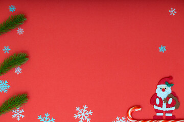 santa claus on a sleigh on a red background
