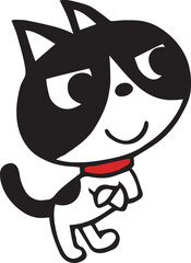 手描きのハチワレ猫　腕組みポーズ