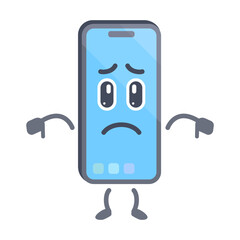 Phone with dislike pose. smartphone cartoon character. Iphone character.