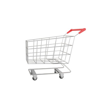 Shopping cart cartoon isolated on white background 3d rendering