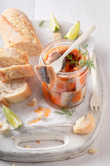 Fresh and delicious marinated fish as source of healthy fat.