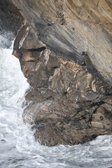 Close up of cliffs at Port Quin the North Cornish Coast 