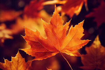 Fototapeta na wymiar maple leaf symbolic of autumn 3d illustration