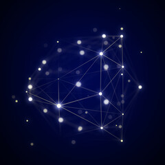 Futuristic digital shape from dots and lines. Network connection structure. Big data visualization. 3D rendering.