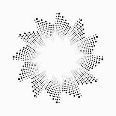 Halftone circular spiral logo set. Circular dotted isolated on the white background. Halftone fabric design. Halftone circle dots texture. Vector design element for various purposes.