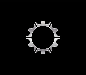 Gear Works Logo. Modern Industrial Cog Icon Symbolizing Engineering and Precision. Vector Logo Template