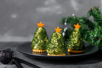 Holiday appetizer in form of christmas tree