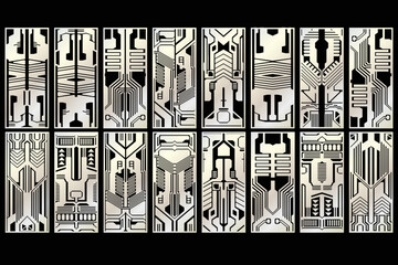set of sci fi vertical backdrop pattern
