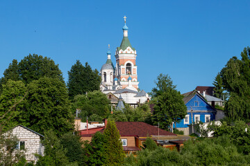 Fototapeta na wymiar Moscow region, city of Mozhaisk. View of the Mozhaisk Kremlin and Novo-Nikolsky Cathedral