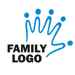 Family logo. Fingers are people. Allegory of family unity