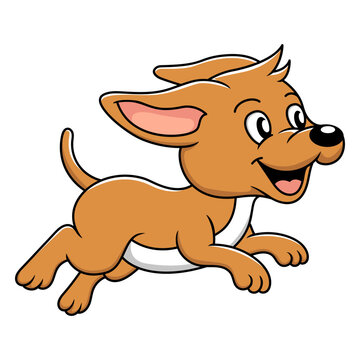 Cute little dog running vector cartoon illustration