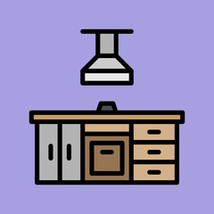 Art illustration symbol icon furniture logo household design of kitchen cabinets