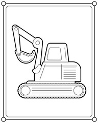 Excavator suitable for children's coloring page vector illustration