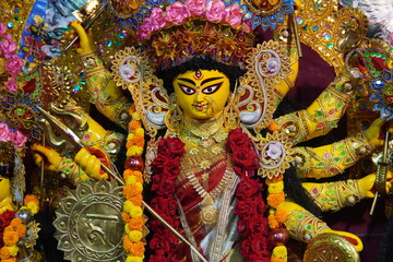 Hindu Goddess Durga, Hindu Goddess Durga idol. Kolkata Durga Puja festival is very famous in India 