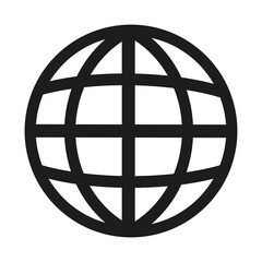 Abstract Earth globe. World planet. Ecology concept. Environment related isolated web icon. Logo design. Flat vector illustration in black and white.