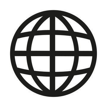 Abstract Earth globe. World planet. Ecology concept. Environment related isolated web icon. Logo design. Flat vector illustration in black and white.