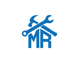 Abstract MR Letter Creative Home Repair Logo Design. Unique Real Estate, Property, Construction Business identity Vector Icon.
