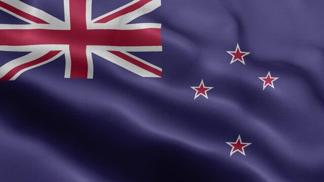 Flag Of New Zealand - New Zealand Flag High Detail - National flag New Zealand wave Pattern loopable Elements - Fabric texture and endless loop - Seamless loop - Highly Detailed Flag - The flag of