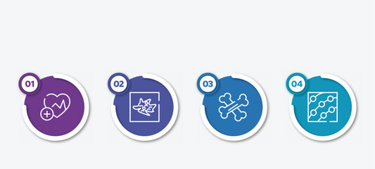 infographic element template with outline icons such as health, germ, bone, dermatitis vector.