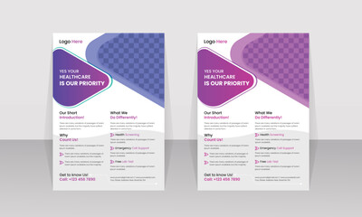Modern layout a4 flyer health care template for a report and medical brochure vector design for annual report, Magazine, Poster. Easy to use and edit.
