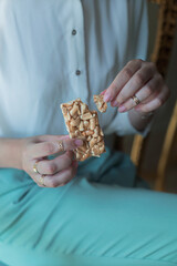 person holding a sweet snack