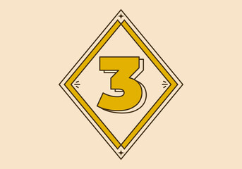 Retro frame illustration with number three in it