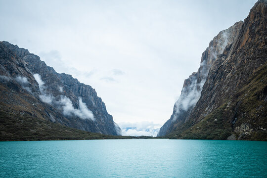amazing view of 69 lagoon in peruvian andes, huascaran