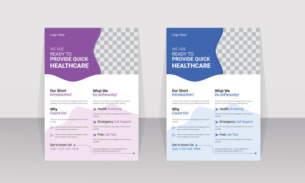 A4 Health care cover template design for a report and medical  cover design layout background